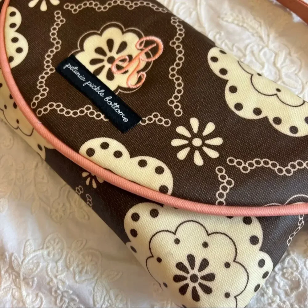 Petunia Pickle Bottom Diaper Clutch-Breakfast in Belfast Print “R” Monogram
